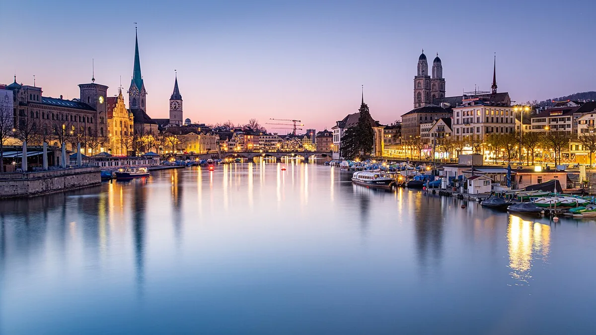 Zurich cityscape at night